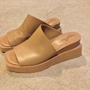 NAKED FEET infinity wedge sandals in camel